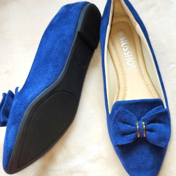 Musshoe Elegant Blue Flats with Decorative Bows - Picture 3 of 4